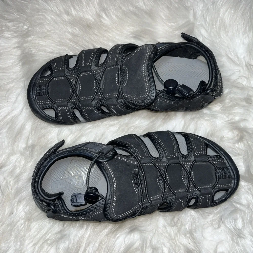 Khombu Travis Waterproof Fisherman Sandals Mens Size 8 M Black Hiking‎ Camping
